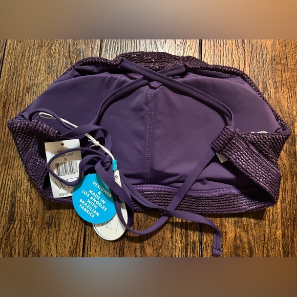 WET  Swimwear Slinky Glitter Halter Swim Top in Eggplant color Size Small NWT - Picture 8 of 8